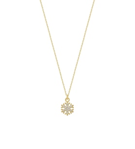 925 Ayar Gümüş Gold Kaplama Beyaz Taşlı Mini Kar Tanesi Kolye