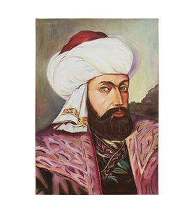 e38 EL İŞÇİLİĞİ  ERTUĞRUL GAZİ YAĞI BOYA RESİM 73*50 cm  - 6131
