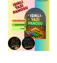 Neon Işıklı 7 Renk Işık Boyama Kalemli Led Resim Panosu Boyama Tahtası Kalemleri 20 X 20