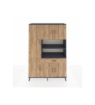 Hyperion Gardrop 10 Raflı Tek Çekmeceli 6 Kapaklı 132x44x195 Antrasit-Çam