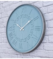 Markakanvas Metal Kasalı Su Yeşili Renkli Duvar Saati   ( Çap 50 cm - 80 cm ) (Gri)