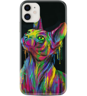 Apple iPhone 11 12 13 Mini Kılıf Desemli Silikon Color Cat 1754