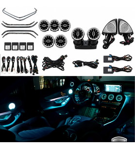 64 Renk Ambiyans Aydınlatma Kiti Mercedes C GLC serisi W205 W253 uyumlu 2019-2021 3D Tweeter Ön Arka Türbin Havalandırma Komple Set
