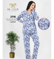 HF Club 2116 Kadın Önden Düğmeli Uzun Kollu Pijama Takımı