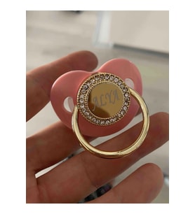 Isimli Pembe Zirkon Taşlı Silikon Damaklı Bebek Emzik 0-6 Ay TYSYSH0013