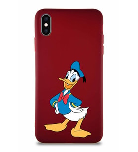 Apple iPhone XS Max Soft Premier Kapak Donald Duck-C Tasarımlı Silikon Kılıf - Mürdüm (Şeffaf)
