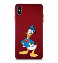 Apple iPhone XS Max Soft Premier Kapak Donald Duck-C Tasarımlı Silikon Kılıf - Mürdüm (Şeffaf)