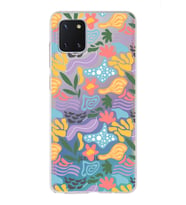 Samsung Galaxy A81 ile Uyumlu 1mm Kapak Memphis Desen Tasarımlı Şeffaf Silikon Kılıf