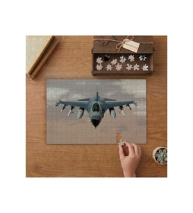 Askeri Uçak - Savaş Uçağı Tasarımı 240 parça Ahşap Puzzle Ahşap Kutuda MP06417