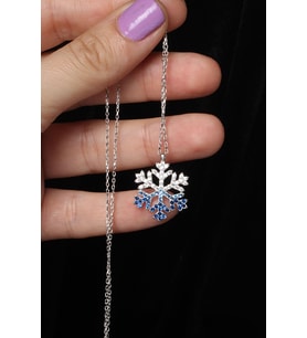 Kar Tanesi Kolye Zirkon Taşlı 925 Ayar Gümüş Zincir Kolye (Silver)