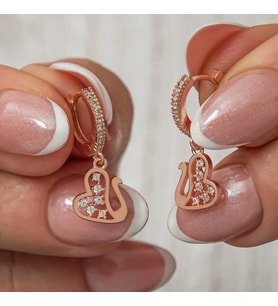 Gümüş Sallantılı Rose Kuğu Kadın Küpe