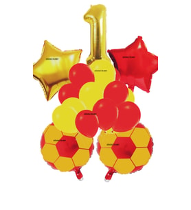 SARI KIRMIZI FUTBOL TEMALI DOĞUM GÜNÜ YAŞ BALON SET