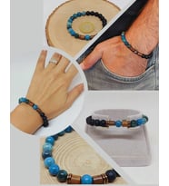 Apatit & Oniks Taşı 8mm Unisex Tasarım Bileklik Hawaii Model (14290)