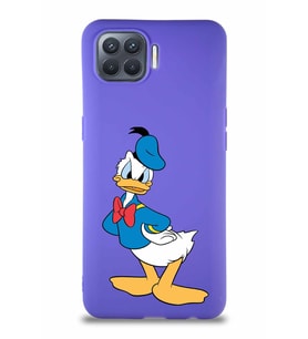 Oppo Reno 4 Lite Soft Premier Kapak Donald Duck-D Tasarımlı Silikon Kılıf - Mor (Şeffaf)