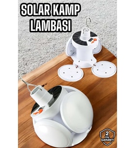 Kamp Lambası Işıldak Beyaz Işık Güneş Enerjili Solar Aydınlatma 5 Kanatlı Katlanabilir