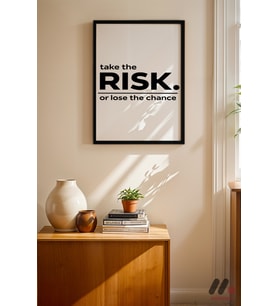 Take The Risk Tipografi, Siyah Çerçeveli Duvar Tablosu - Motivasyon Hediyesi