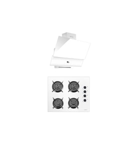 SÜPER KRİSTAL BEYAZ ANKASTRE 2 Lİ SET(Oc88 Cam Ocak/Da88 Davlumbaz Rotary Düğme)