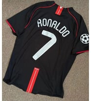 Cristiano Ronaldo Manchester United 2008 Şampiyonlar Ligi Siyah Kısa Kollu Yetişkin Futbol Forması