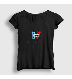 Presmono Kadın Siyah Hold Twenty One Pilots T-Shirt 119717tt
