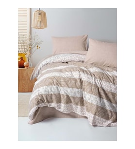 Cotton Box Flanel Çift Kişilik Nevresim Takımı Arrow Krem
