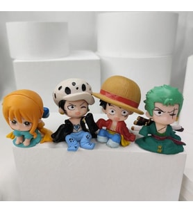One Piece Zoro Luffy Anime 4 Parça Mini Figür Seti