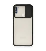 Samsung Galaxy A11 Kılıf Palm Buzlu Kamera Sürgülü Silikon - Siyah