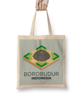 Borobudur Mahayana Buddhist Temple Java 01 Bez Çanta Uzun Saplı