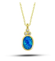 Gold  Opal Taşlı 925 Ayar Gümş Kadın Kolye