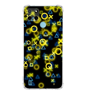 PrintiFy Realme C21y Uyumlu Köşe Korumalı Semboller Tasarımlı Şeffaf Silikon Kılıf