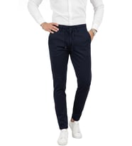 DeepSEA Erkek Lacivert Likralı Beli Lastikli & İpli Dar Kesim Şık Kumaş Pantolon 2600572