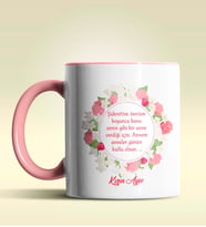 Kişiye Özel Anneler Günü Mesajı 2 Tasarımlı Pembe Kupa Bardak (Pembe)