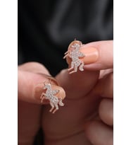 Unicorn Beyaz Taşlı 14 K Rose Altın Kaplama Kadın Küpe