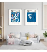 Mavinin Büyüsü Matisse  Duvar Tablosu Çerçeveli 2'li Set Siyah Renk 30 x 42 Boyut/Ebat (Çok Renkli)