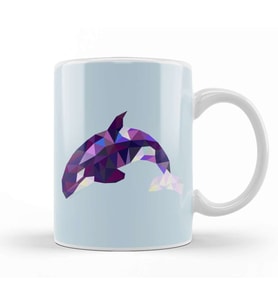 Geometric Animal Killer Whale Orca Kupa Bardak Porselen