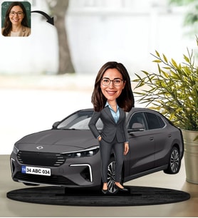 BK Gift Kişiye Özel Kadın Kula Renk Togg Karikatür Biblo -1, Arkadaşa Hediye, Araba Hediyesi