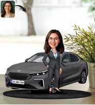BK Gift Kişiye Özel Kadın Kula Renk Togg Karikatür Biblo -1, Arkadaşa Hediye, Araba Hediyesi
