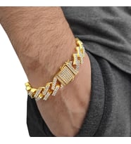 Chavin 15 mm. Gold Kalın Taşlı Alloy Erkek Bileklik ek19sr