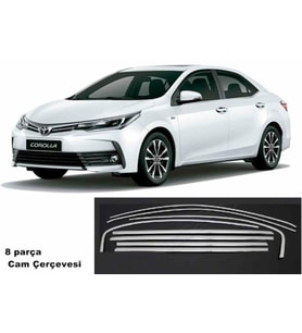 Toyota Corolla Cam Çerçevesi Kromu 8 parça Nikelajı Komple 2014-2018 araı modeller