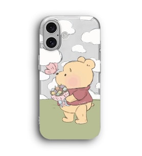 iPhone 16 Uyumlu Winnie The Pooh Desenli Şeffaf Telefon Kılıfı