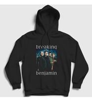 Presmono Unisex Siyah Band Breaking Benjamin Kapüşonlu Sweatshirt 375280tt
