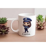 Kişiye Özel Kadın Polis Kupası (Beyaz)