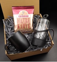 Siyah Kupa & French Press & Colombian Taze Filtre Kahve Hediye Seti (Model 1)