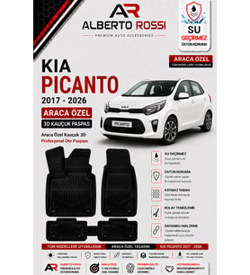 KIA PICANTO 2017 - 2026 Araca Özel Kauçuk 3D Profesyonel Oto Paspası