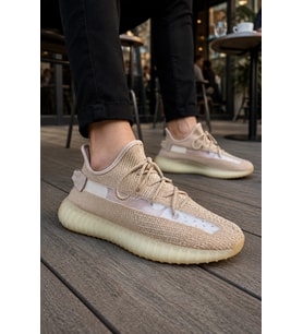 Morven Erkek , Kadın Triko Sneaker Ayakkabı – Günlük Bağcıklı Hafif Spor Modeli - Bej