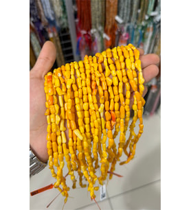 Mercan Doğal Taş Parlak Sarı Amorf Kapsül 11x6mm Dizi