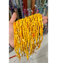 Mercan Doğal Taş Parlak Sarı Amorf Kapsül 11x6mm Dizi