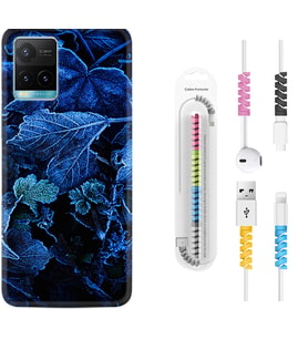 Vivo Y11S Y21S Y20 Y20S Y70 Kılıf Kablo Koruma Spiral Silikon Blue Foid 1628