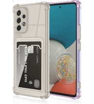 Teknomoda Samsung Galaxy A73 Kılıf Kartlıklı Anti Şok Korumalı Şeffaf Silikon Füme Koyu Şeffaf