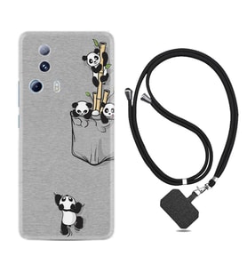 Xiaomi Mi 13 Lite Kılıf Silikon Boyun Askılı İpli Desenli Silikon Pandalar 1798