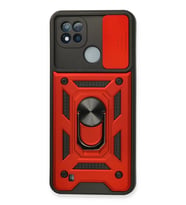 Realme C11 2021 Kılıf Pars Lens Yüzüklü Silikon - Kırmızı